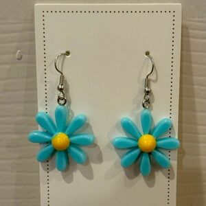 Blue and Yellow Flower Earrings